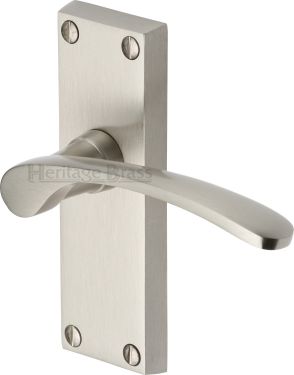 Click Here To Enlarge This Photo Of V4140-SN Heritage Brass Door Handle Lever Latch Sophia Short Design Satin Nickel Finish