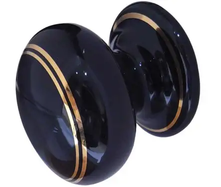 Click Here To Enlarge This Photo Of JC75 Frelan Hardware Jedo Porcelain Cupboard Knob 33mm Goldline Black
