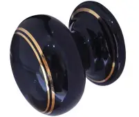 JC75 Frelan Hardware Jedo Porcelain Cupboard Knob 33mm Goldline Black