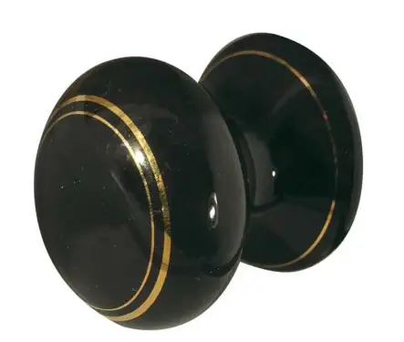 Click Here To Enlarge This Photo Of JC74 Frelan Hardware Jedo Porcelain Cupboard Knob 38mm Goldline Black