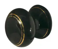 JC74 Frelan Hardware Jedo Porcelain Cupboard Knob 38mm Goldline Black