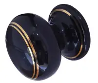 JC76 Frelan Hardware Jedo Porcelain Cupboard Knob 50mm Goldline Black