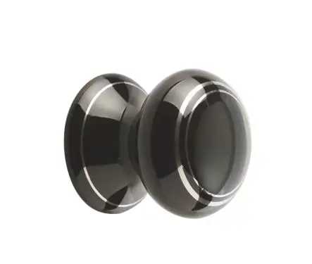 Click Here To Enlarge This Photo Of JC84 Frelan Hardware Jedo Porcelain Cupboard Knob 33mm Black Silverline