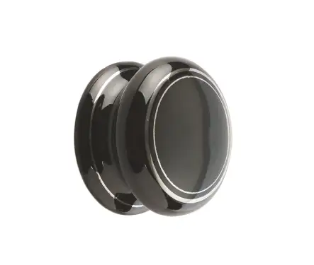 Click Here To Enlarge This Photo Of JC85 Frelan Hardware Jedo Porcelain Cupboard Knob 38mm Black Silverline