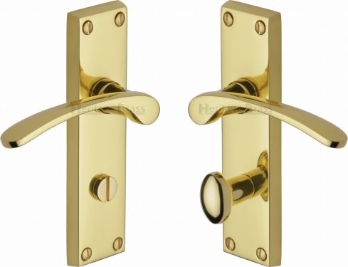Click Here To Enlarge This Photo Of V4142-PB Heritage Brass Door Handle For Bathroom Sophia Design Polished Brass Finish