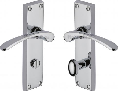 Click Here To Enlarge This Photo Of V4142-PC Heritage Brass Door Handle For Bathroom Sophia Design Polished Chrome Finish