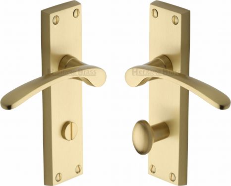 Click Here To Enlarge This Photo Of V4142-SB Heritage Brass Door Handle For Bathroom Sophia Design Satin Brass Finish