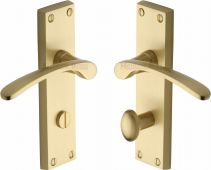 V4142-SB Heritage Brass Door Handle For Bathroom Sophia Design Satin Brass Finish