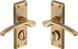 V4144-AT Heritage Brass Door Handle For Privacy Set Sophia Short Design Antique Brass Finish