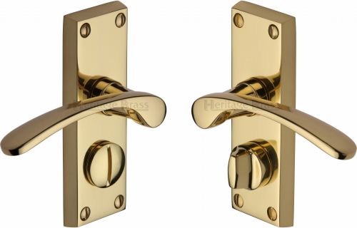 Click Here To Enlarge This Photo Of V4144-PB Heritage Brass Door Handle For Privacy Set Sophia Short Design Polished Brass Finish