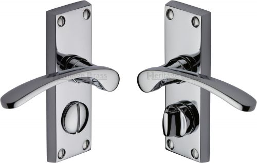 Click Here To Enlarge This Photo Of V4144-PC Heritage Brass Door Handle For Privacy Set Sophia Short Design Polished Chrome Finish