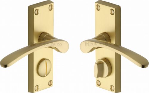 Click Here To Enlarge This Photo Of V4144-SB Heritage Brass Door Handle For Privacy Set Sophia Short Design Satin Brass Finish