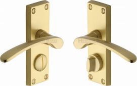 V4144-SB Heritage Brass Door Handle For Privacy Set Sophia Short Design Satin Brass Finish