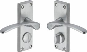 V4144-SC Heritage Brass Door Handle For Privacy Set Sophia Short Design Satin Chrome Finish