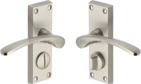 V4144-SN Heritage Brass Door Handle For Privacy Set Sophia Short Design Satin Nickel Finish