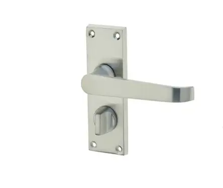 Click Here To Enlarge This Photo Of JV31PRSC Frelan Hardware Jedo Victorian Straight Door Handle on Privacy Plate Satin Chrome