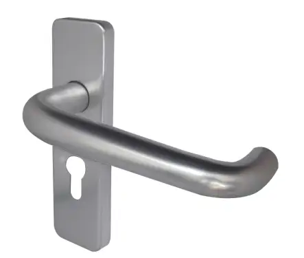 Click Here To Enlarge This Photo Of J4675B Frelan Hardware 19mm Round Bar Door Handle on Euro Profile Lockplate Satin Anodised Aluminium