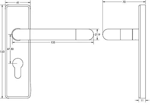 Click Here To Enlarge This Photo Of J4675B Frelan Hardware 19mm Round Bar Door Handle on Euro Profile Lockplate Satin Anodised Aluminium