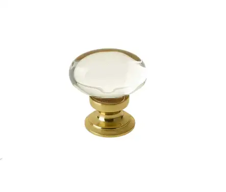Click Here To Enlarge This Photo Of JH1162PB Frelan Hardware Jedo Oval Glass Cupboard Knob 41x26mm Polished Brass