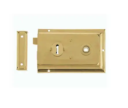 Click Here To Enlarge This Photo Of JL180PB Frelan Hardware Reversible Rim Lock 152x102mm Polished Brass