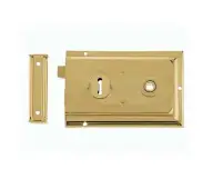JL180PB Frelan Hardware Reversible Rim Lock 152x102mm Polished Brass