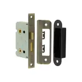 JL450AB Frelan Hardware Jedo Kontrax Bathroom Lock with Square Forend & Radiused Strike Plate 65mm Antique Brass