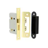 JL450EB Frelan Hardware Jedo Kontrax Bathroom Lock with Square Forend & Radiused Strike Plate 65mm Electro Brass