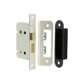 JL450NP Frelan Hardware Jedo Kontrax Bathroom Lock with Square Forend & Radiused Strike Plate 65mm Nickel Plate