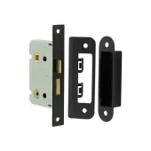 JL460BL Frelan Hardware Jedo Kontrax Bathroom Lock with Square Forend & Radiused Strike Plate 76mm Black