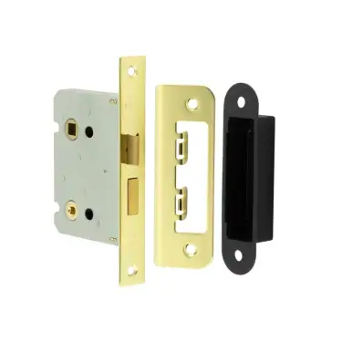 Click Here To Enlarge This Photo Of JL460EB Frelan Hardware Jedo Kontrax Bathroom Lock with Square Forend & Radiused Strike Plate 76mm Electro Brass