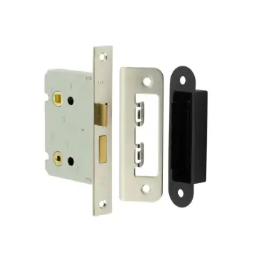 Click Here To Enlarge This Photo Of JL460NP Frelan Hardware Jedo Kontrax Bathroom Lock with Square Forend & Radiused Strike Plate 76mm Nickel Plate