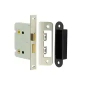 JL460NP Frelan Hardware Jedo Kontrax Bathroom Lock with Square Forend & Radiused Strike Plate 76mm Nickel Plate