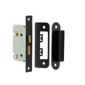 JL470BL Frelan Hardware Jedo Kontrax 2 Lever Sashlock with Square Forend & Radiused Strike Plate 65mm Black