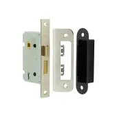 JL470NP Frelan Hardware Jedo Kontrax 2 Lever Sashlock with Square Forend & Radiused Strike Plate 65mm Nickel Plate