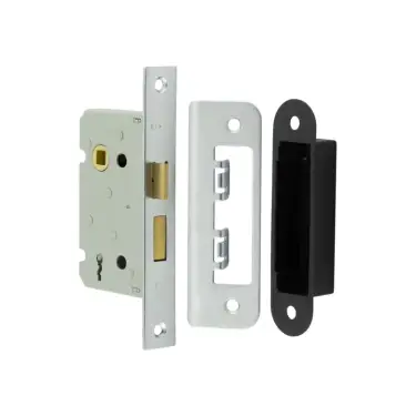 Click Here To Enlarge This Photo Of JL470SN Frelan Hardware Jedo Kontrax 2 Lever Sashlock with Square Forend & Radiused Strike Plate 65mm Satin Nickel
