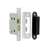 JL470SN Frelan Hardware Jedo Kontrax 2 Lever Sashlock with Square Forend & Radiused Strike Plate 65mm Satin Nickel