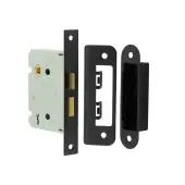 JL480BL Frelan Hardware Jedo Kontrax 2 Lever Sashlock with Square Forend & Radiused Strike Plate 76mm Black
