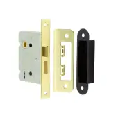 JL480EB Frelan Hardware Jedo Kontrax 2 Lever Sashlock with Square Forend & Radiused Strike Plate 76mm Electro Brass