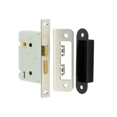 Click Here To Enlarge This Photo Of JL480NP Frelan Hardware Jedo Kontrax 2 Lever Sashlock with Square Forend & Radiused Strike Plate 76mm Nickel Plate