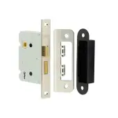 JL480NP Frelan Hardware Jedo Kontrax 2 Lever Sashlock with Square Forend & Radiused Strike Plate 76mm Nickel Plate