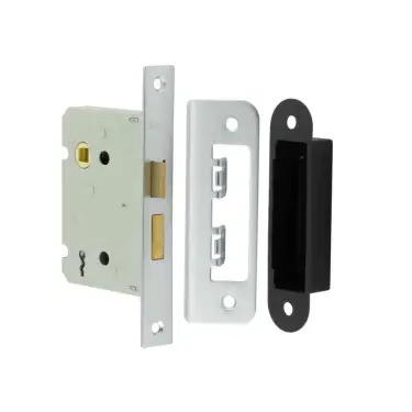 Click Here To Enlarge This Photo Of JL480SN Frelan Hardware Jedo Kontrax 2 Lever Sashlock with Square Forend & Radiused Strike Plate 76mm Satin Nickel