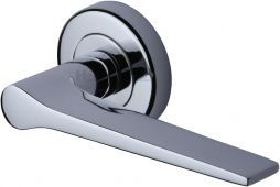 V4189-PC Heritage Brass Door Handle Lever on Rose Gio Design Polished Chrome Finish