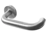 JSS01 Frelan Hardware Orbit 19mm Door Handle on 5mm Sprung Rose Grade 304 Satin Stainless Steel