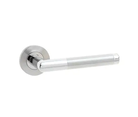 Click Here To Enlarge This Photo Of JSSPS701 Frelan Hardware Cambrio Door Handle on Rose Grade 304 Satin & Polished Stainless Steel