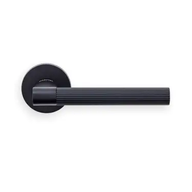 Click Here To Enlarge This Photo Of HR5MB Carlisle Brass Manital 'Hey Riga' Lever Handle on Round Rose - Matt Black