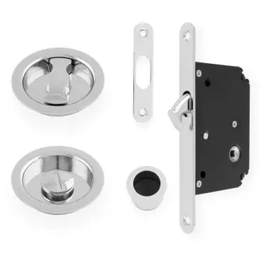 Click Here To Enlarge This Photo Of AW110RPC - Alexander & Wilks Radius Sliding Door Lock Set (Round Roses)  - Polished Chrome