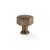 AW828-33-AB - Alexander & Wilks Vesper Hex 33mm Cabinet Knob - Antique Brass