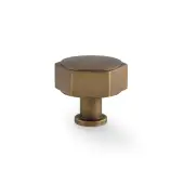 AW828-40-AB - Alexander & Wilks Vesper Hex 40mm Cabinet Knob - Antique Brass