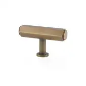 AW829-55-AB - Alexander & Wilks Vesper Hex 55mm T-Bar Cabinet Knob - Antique Brass