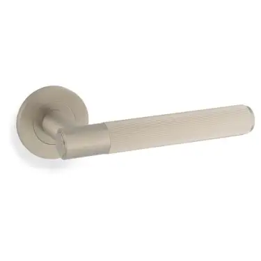 Click Here To Enlarge This Photo Of AW222SN - Alexander & Wilks Spitfire Lever Reeded on 50x6mm Rose - Satin Nickel